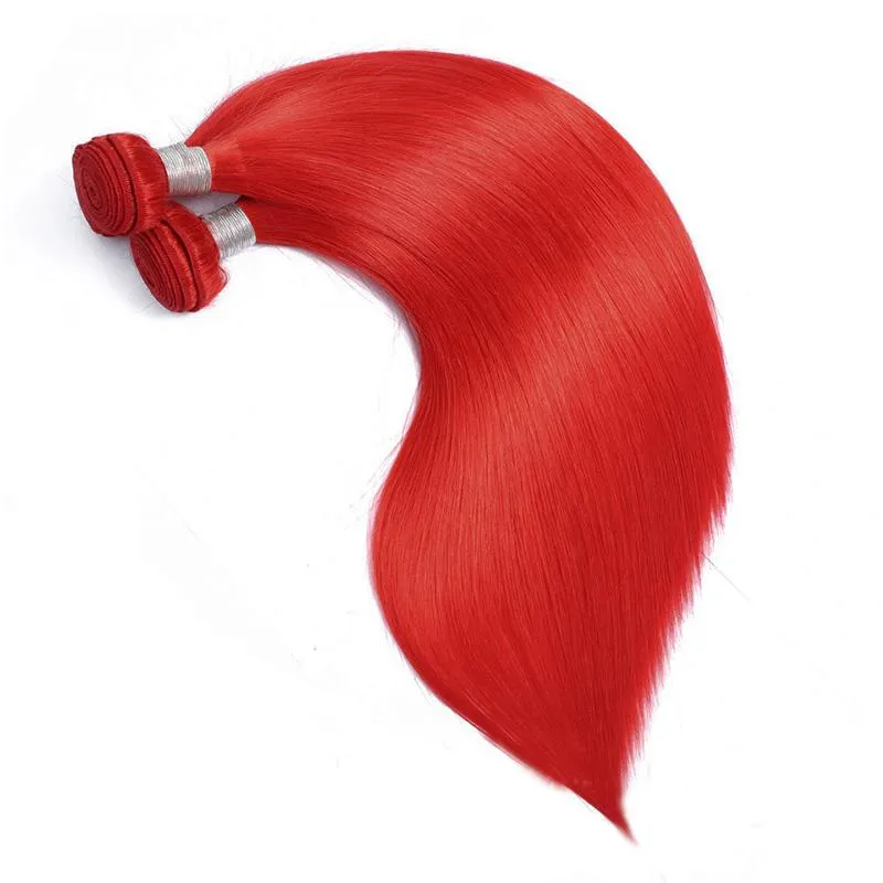 Modern Show Red Colored Hair Straight Brazilian Human Hair Weave 3 Bundles