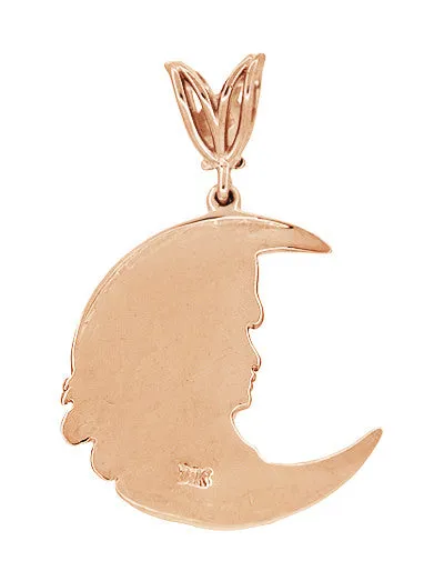 Moon Girl Art Nouveau Diamond Pendant in 14 Karat Rose Gold
