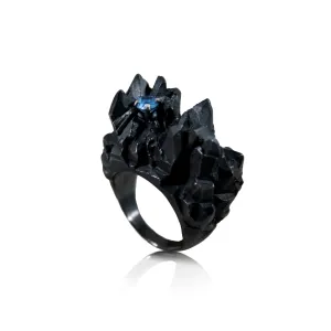 Mordor Unique Ring Black with Blue Topaz