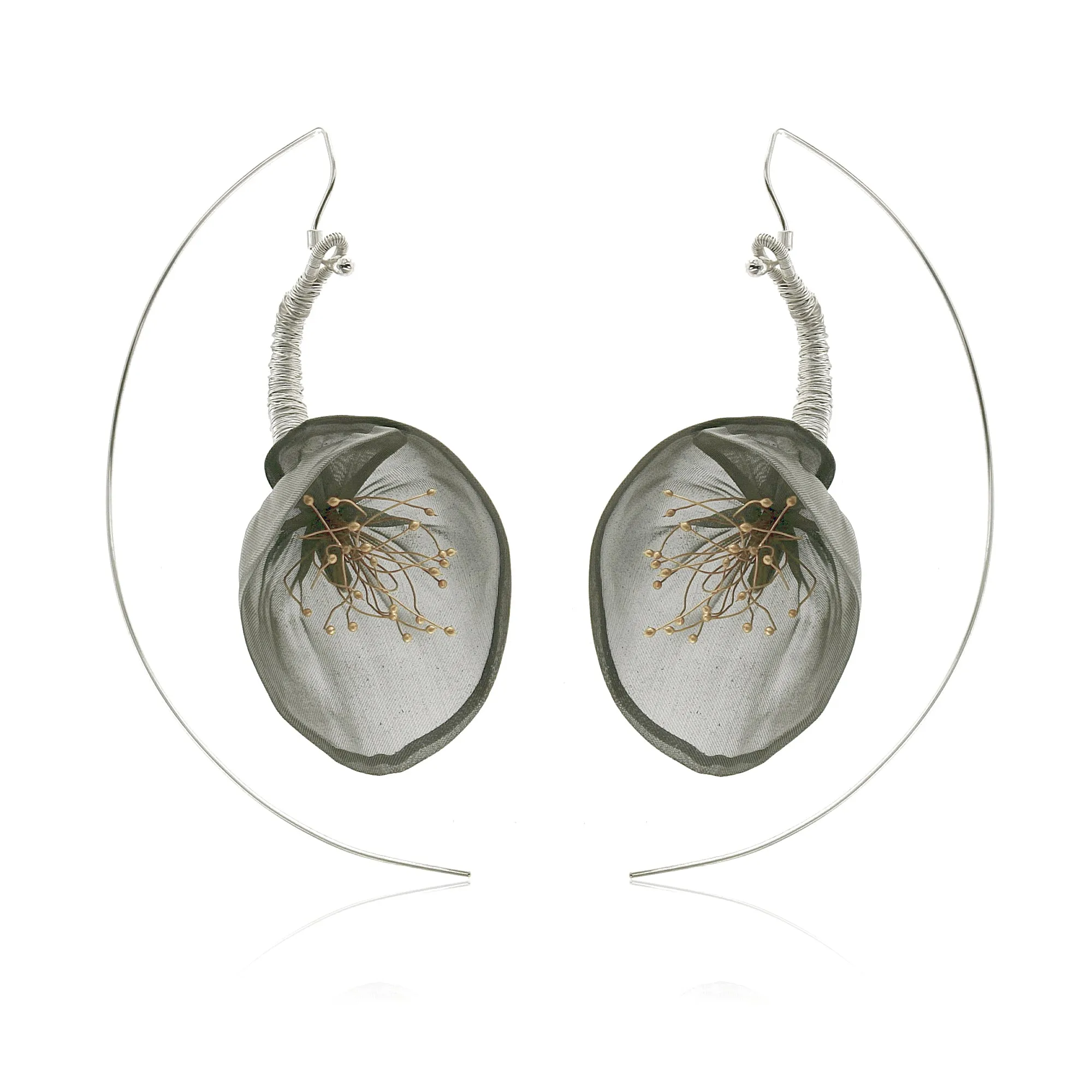 Mysterium Collection Steel Mesh Flower Earrings