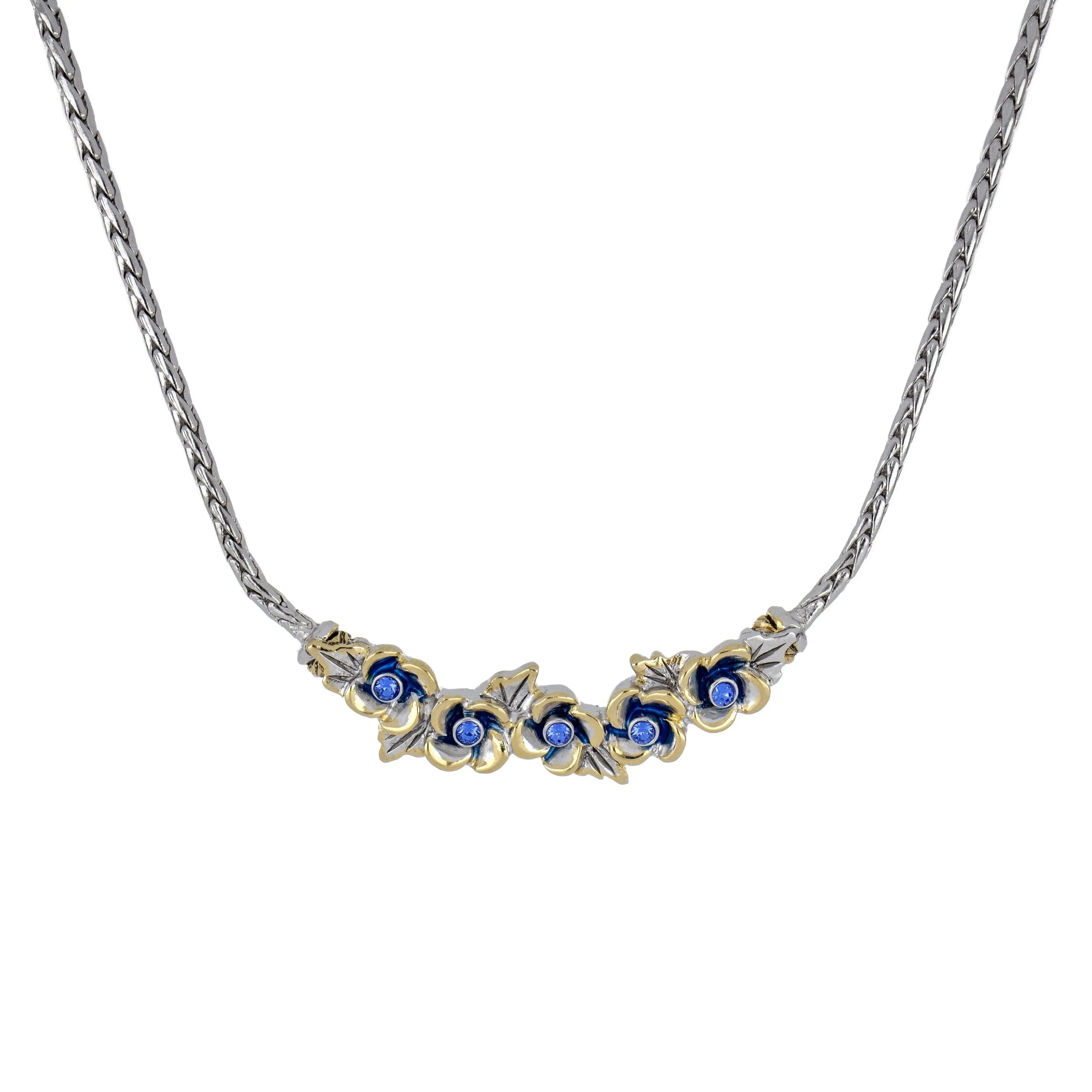 Novelão Collection Adjustable 5 Flower Two-Tone Necklace