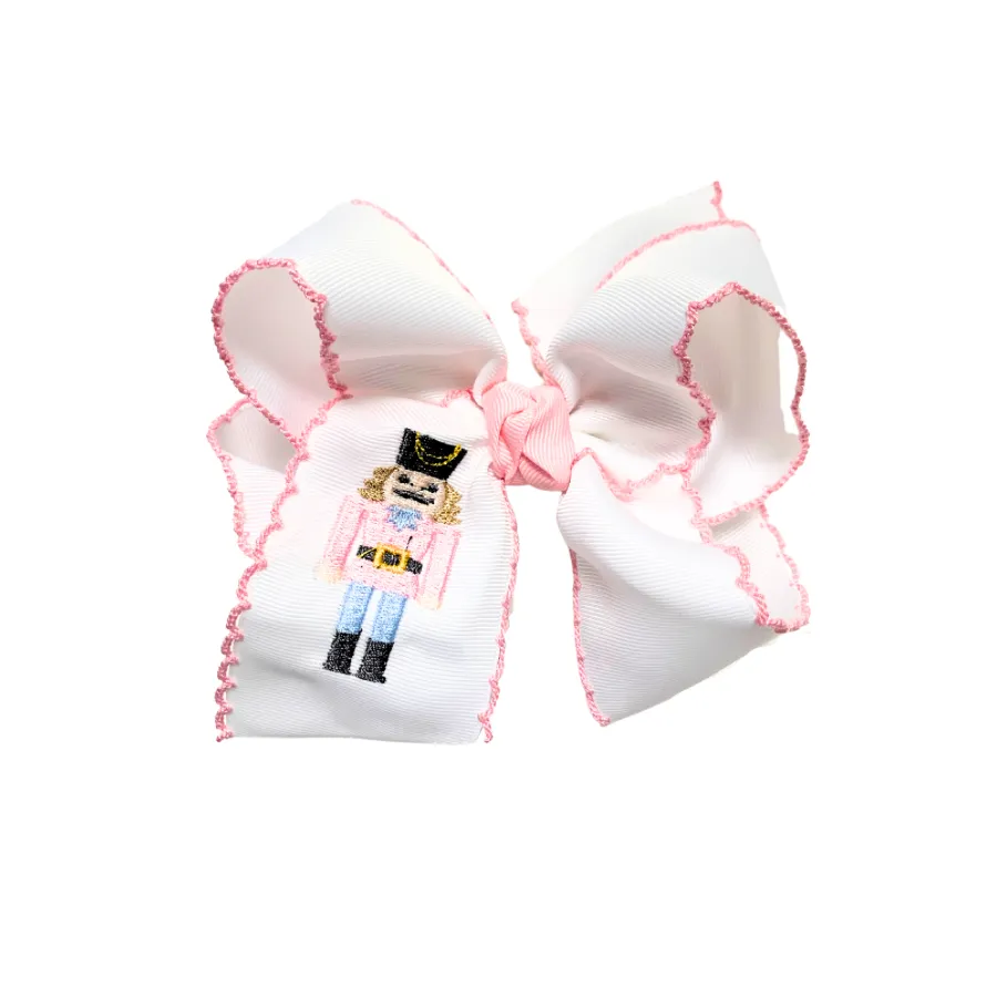 Nutcracker Embroidered Crochet Edge Grosgrain Bow - 5.5" XLarge