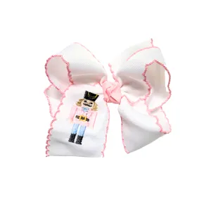 Nutcracker Embroidered Crochet Edge Grosgrain Bow - 5.5" XLarge