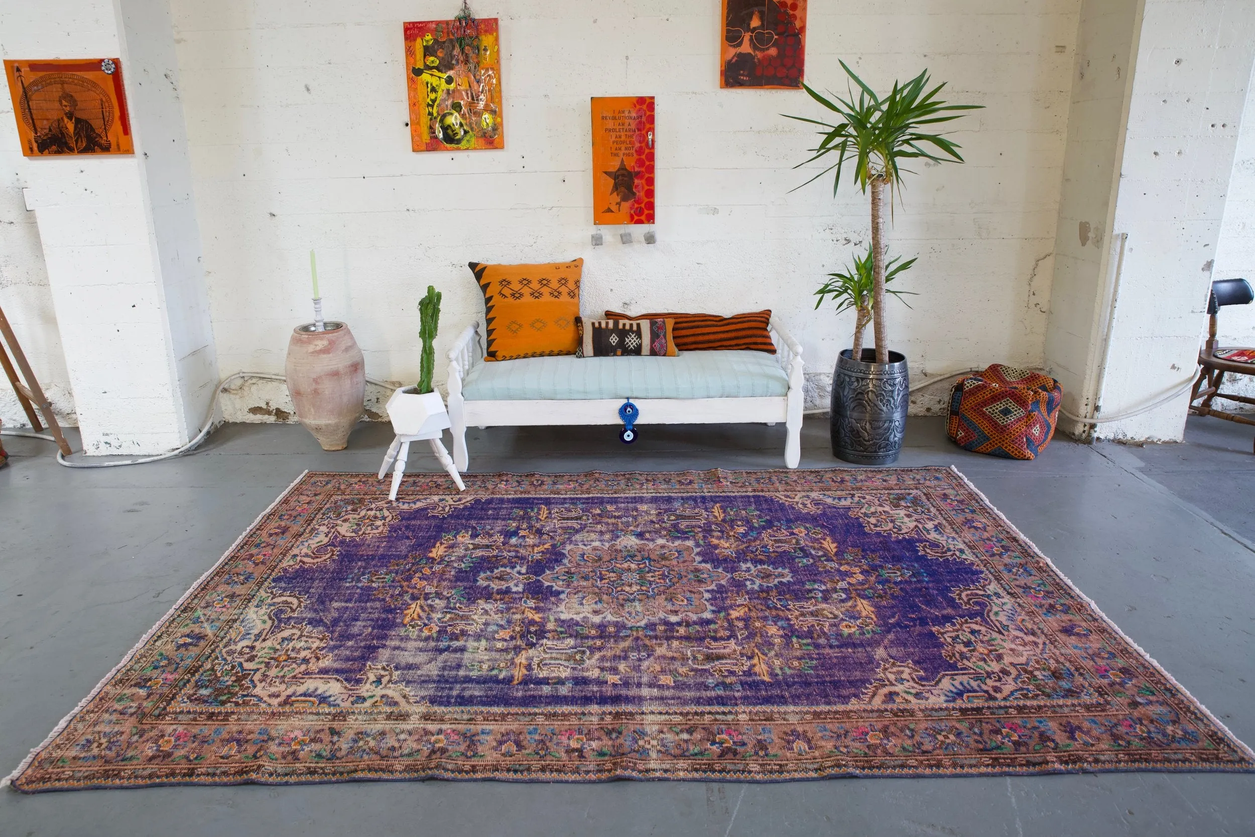 Old Demirci Oushak Rug 6.9ftx9.9ft