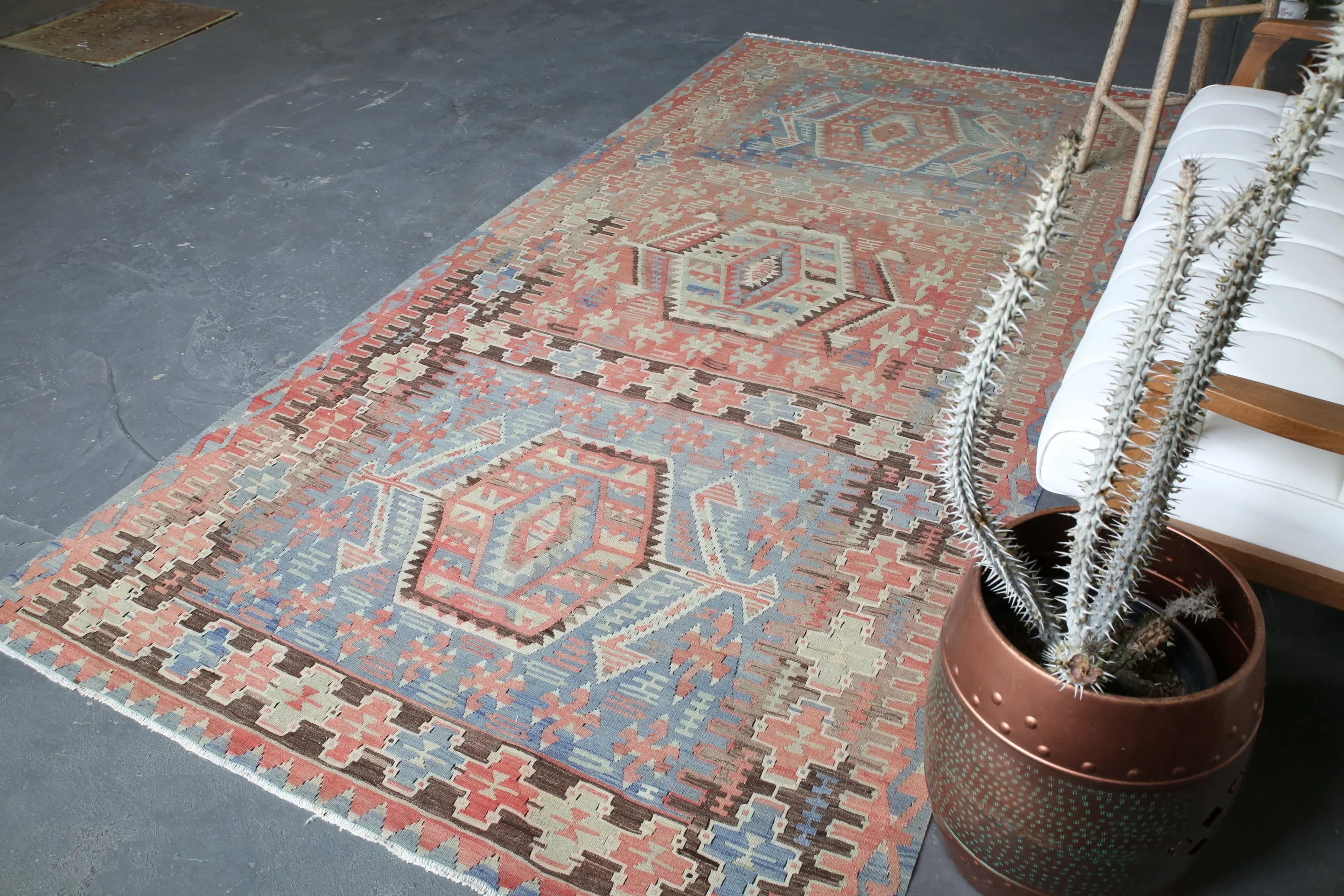 Old Oushak Esme Kilim 5.2ftx10.10ft