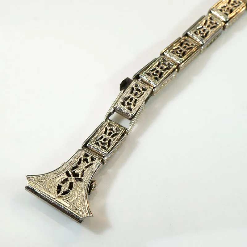 Ornate Ladies' Gruen Watch with Deco Details in White Gold