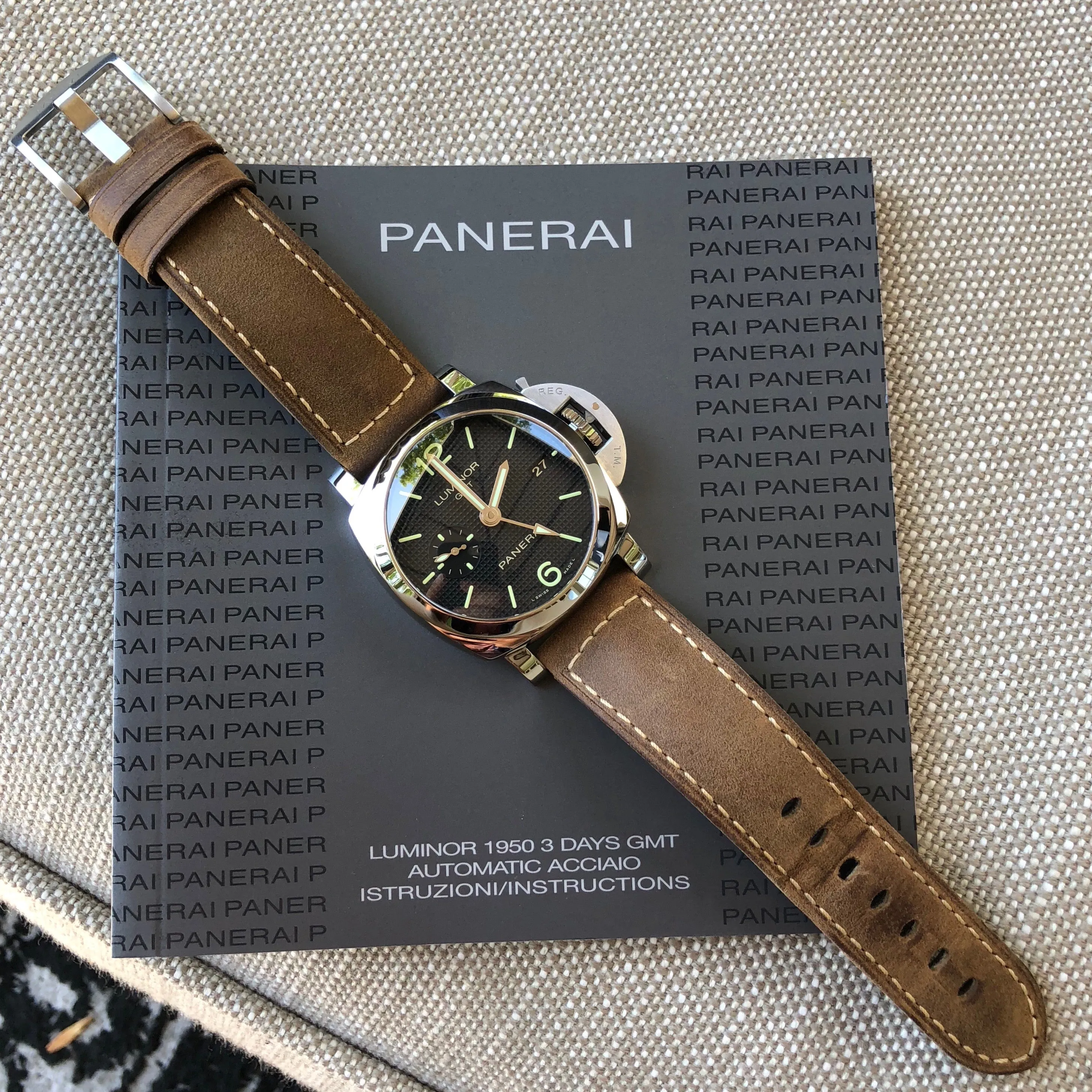 Panerai Luminor 1950 PAM 535 GMT 3 Days Automatic 42mm Wristwatch Box Papers
