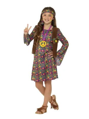 Peace Love Hippie Girl Childrens 60's Costume