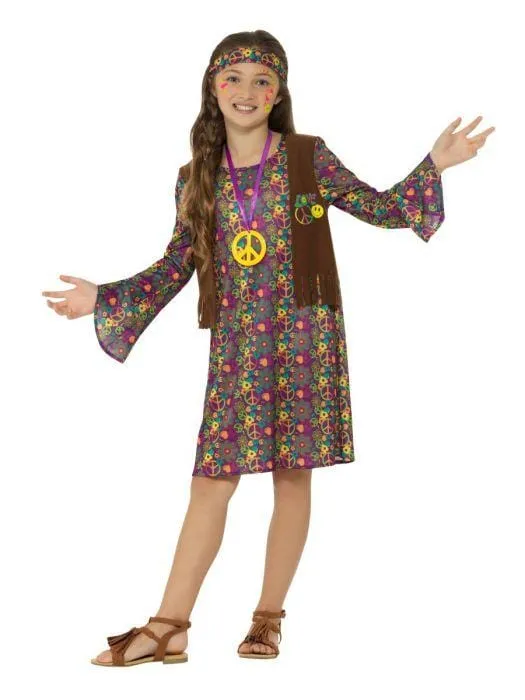 Peace Love Hippie Girl Childrens 60's Costume
