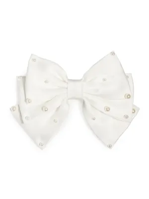 Pearly Bow Clip - Ivory