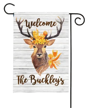 Personalized Garden Flag - Rustic Deer