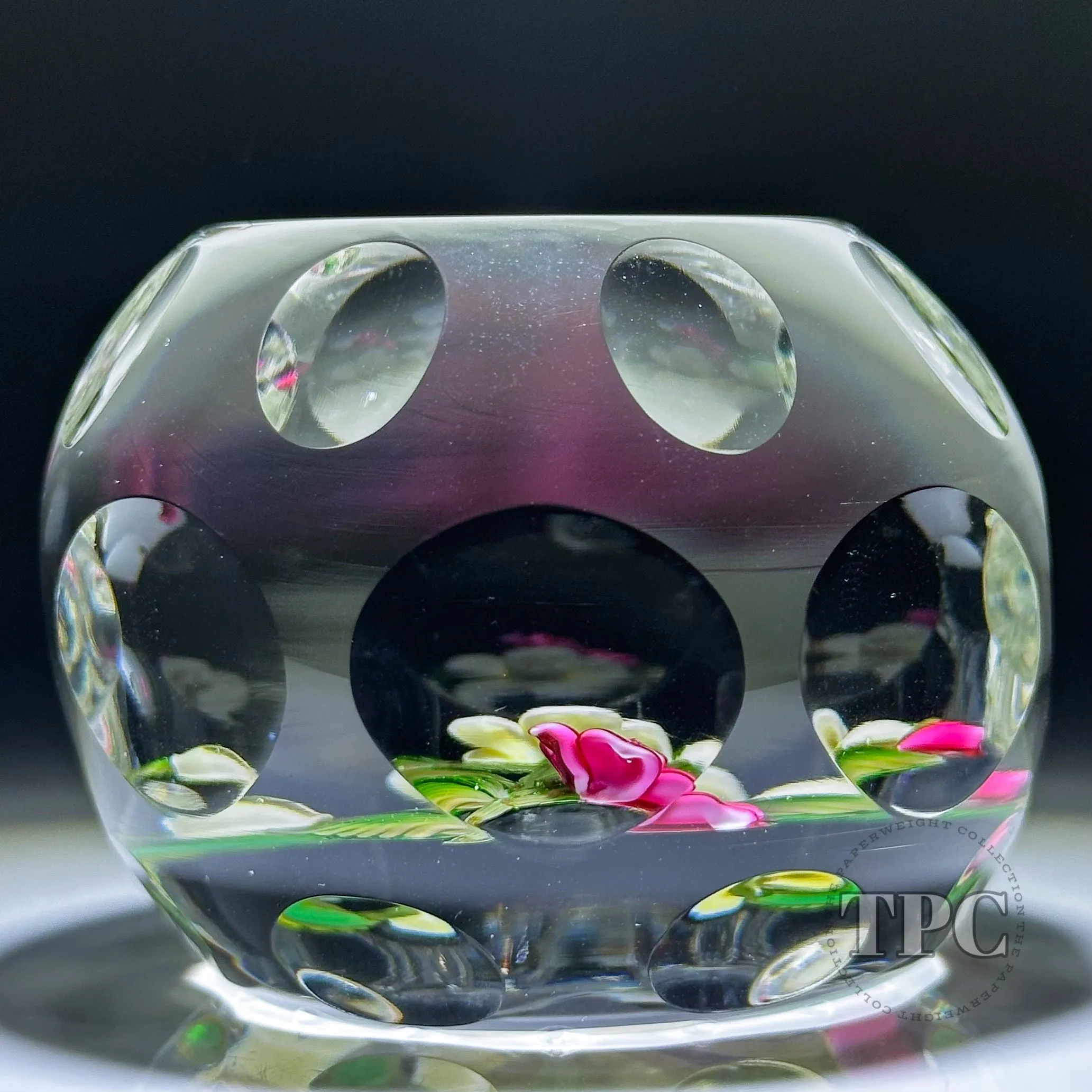 Perthshire Paperweights 1995E Faceted Glass Art Paperweight Flamework Flamework Roses