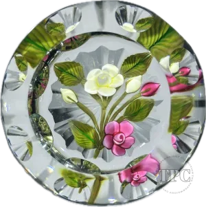 Perthshire Paperweights 1995E Faceted Glass Art Paperweight Flamework Flamework Roses