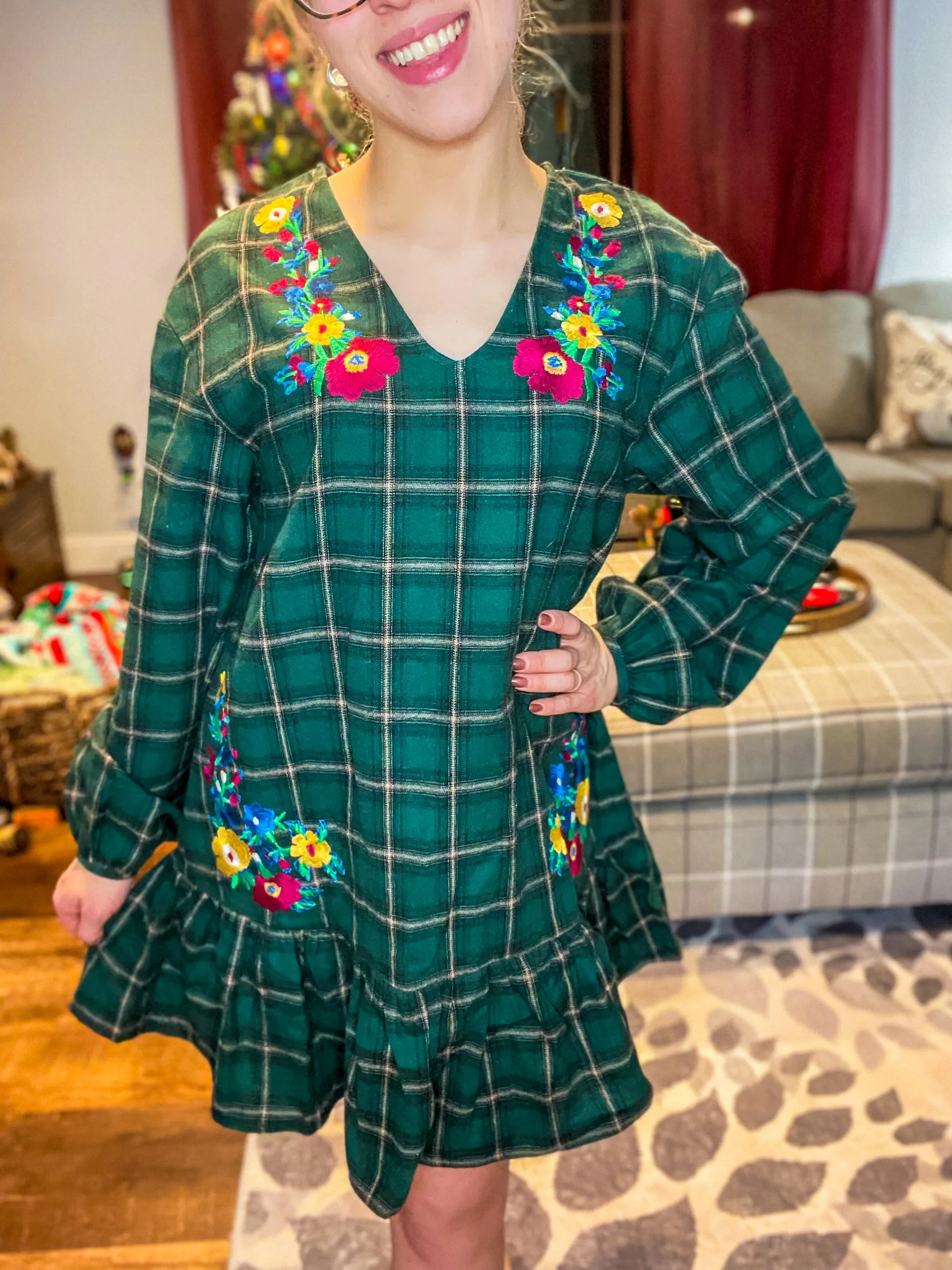 Pine Embroidered Dress