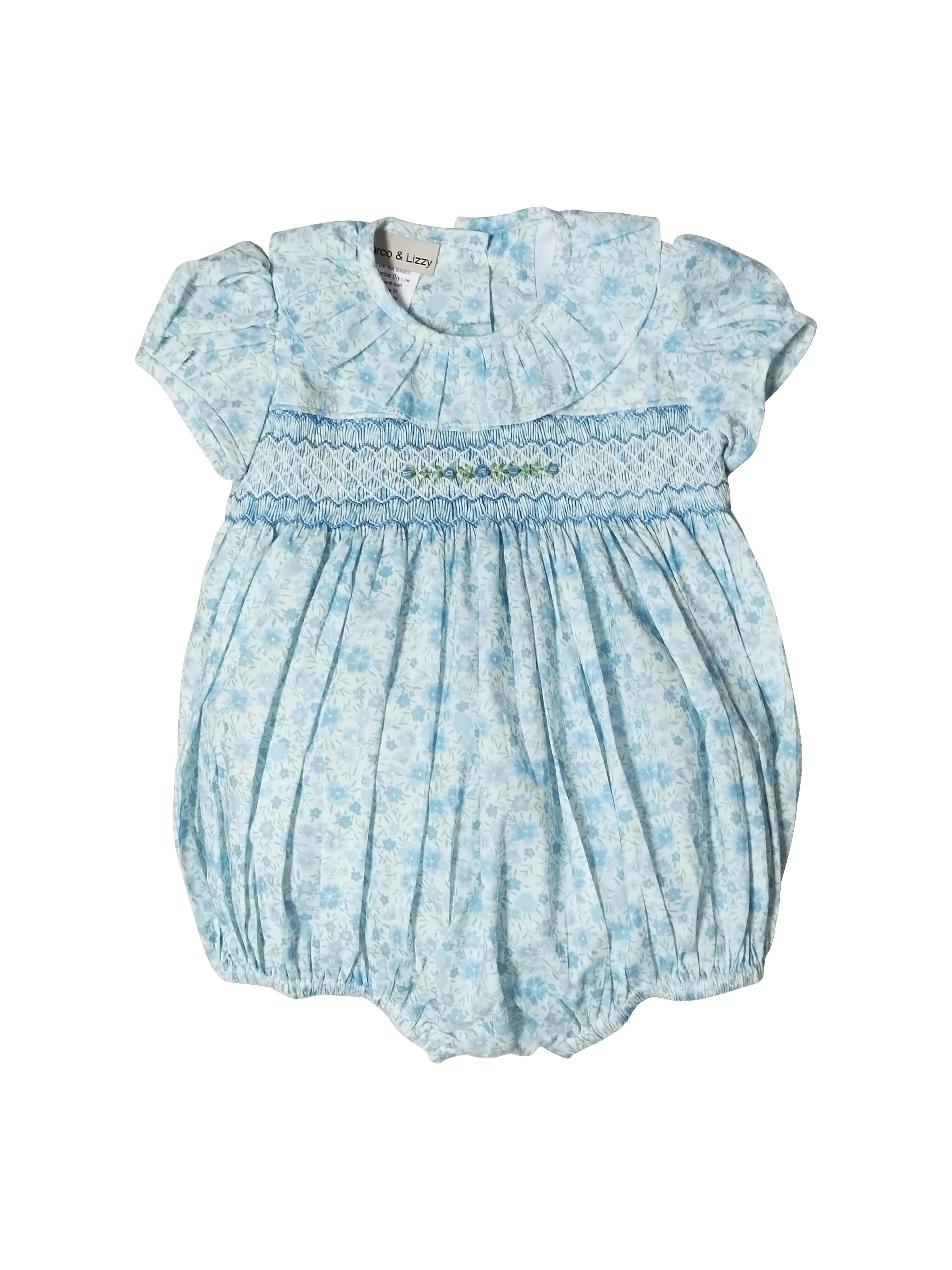"Carly & Ronnie" Smocked Baby Girl Bubble