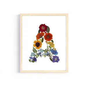 Rainbow Garden Letter "A" Floral Art Print