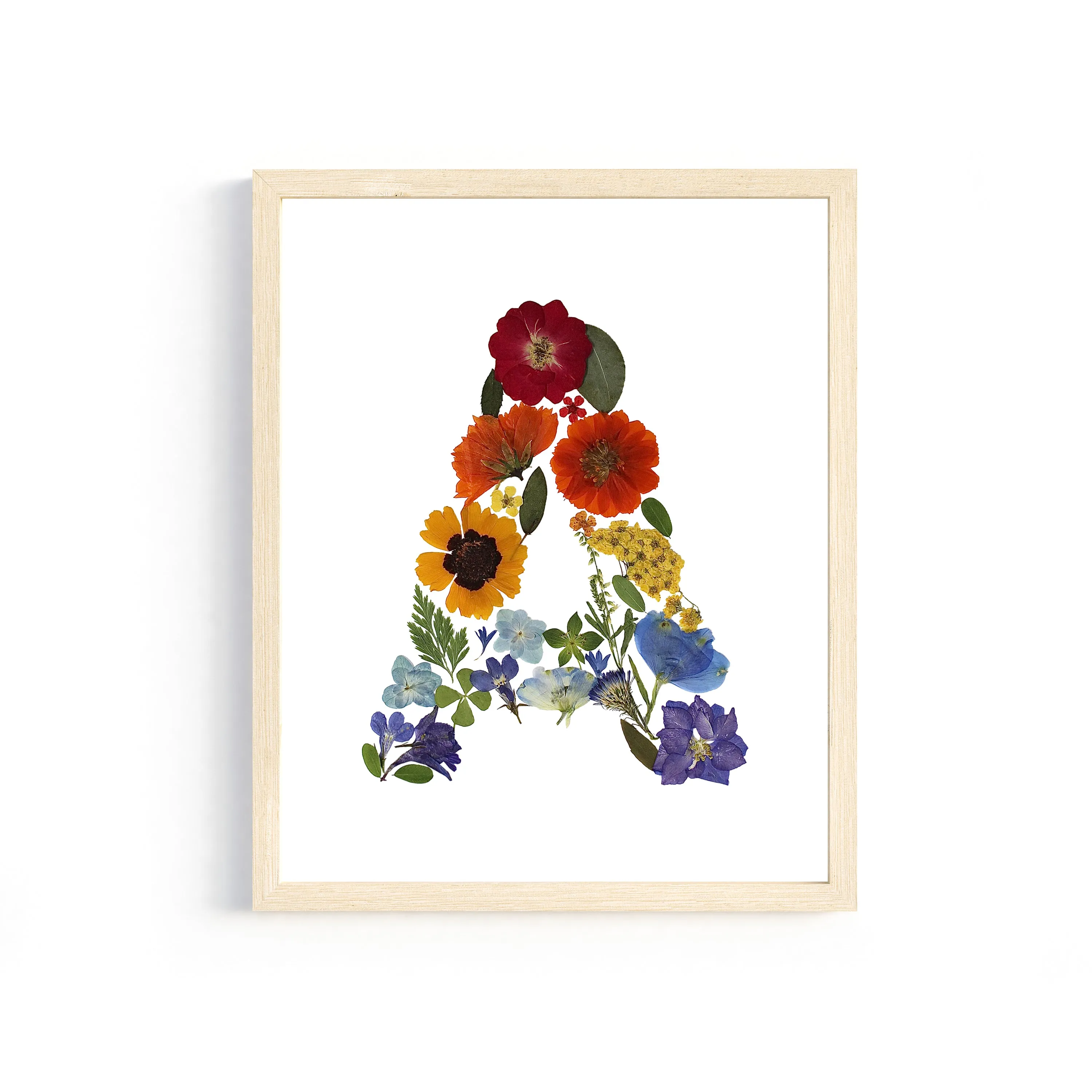 Rainbow Garden Letter "A" Floral Art Print