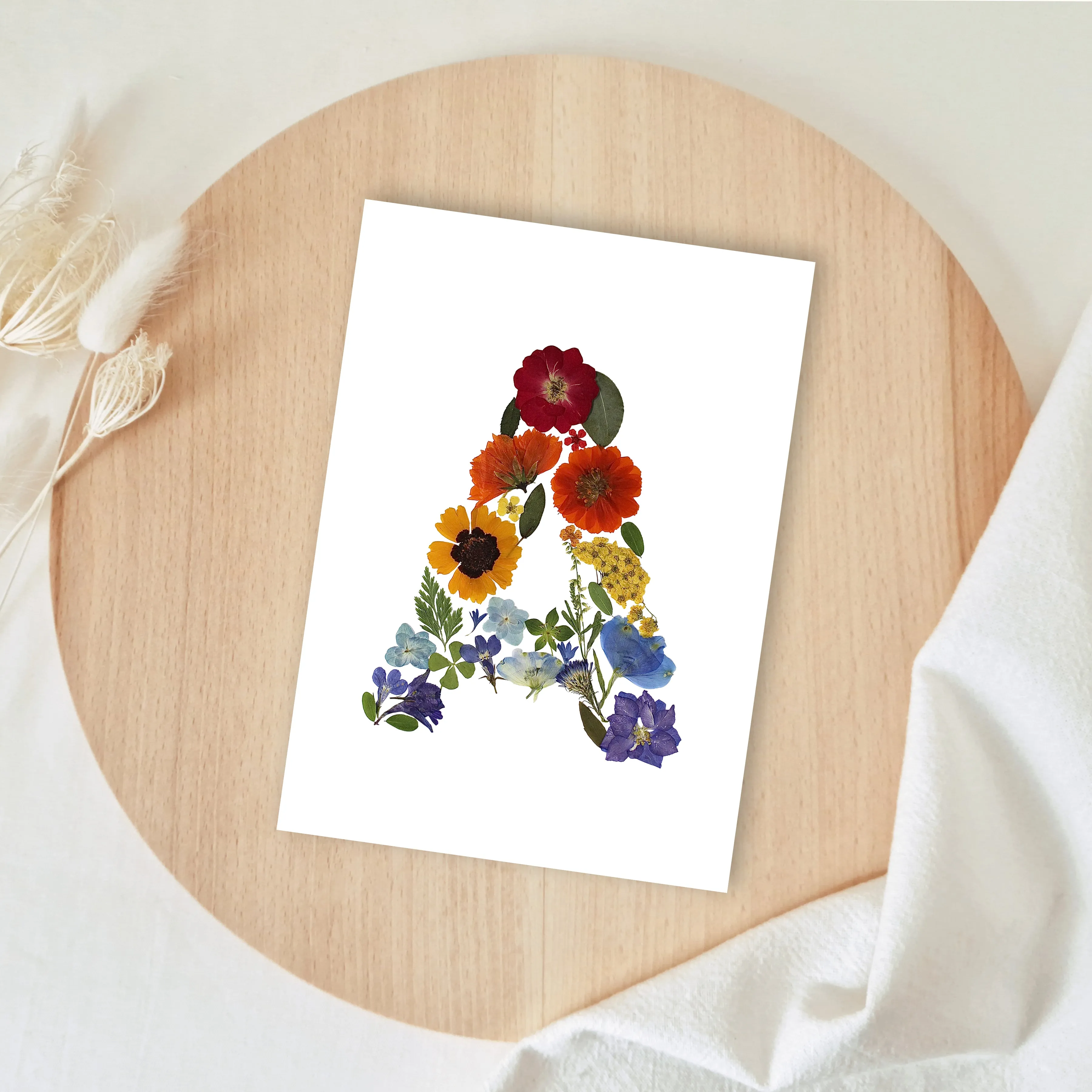 Rainbow Garden Letter "A" Floral Art Print