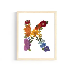 Rainbow Garden Letter "K" Floral Art Print