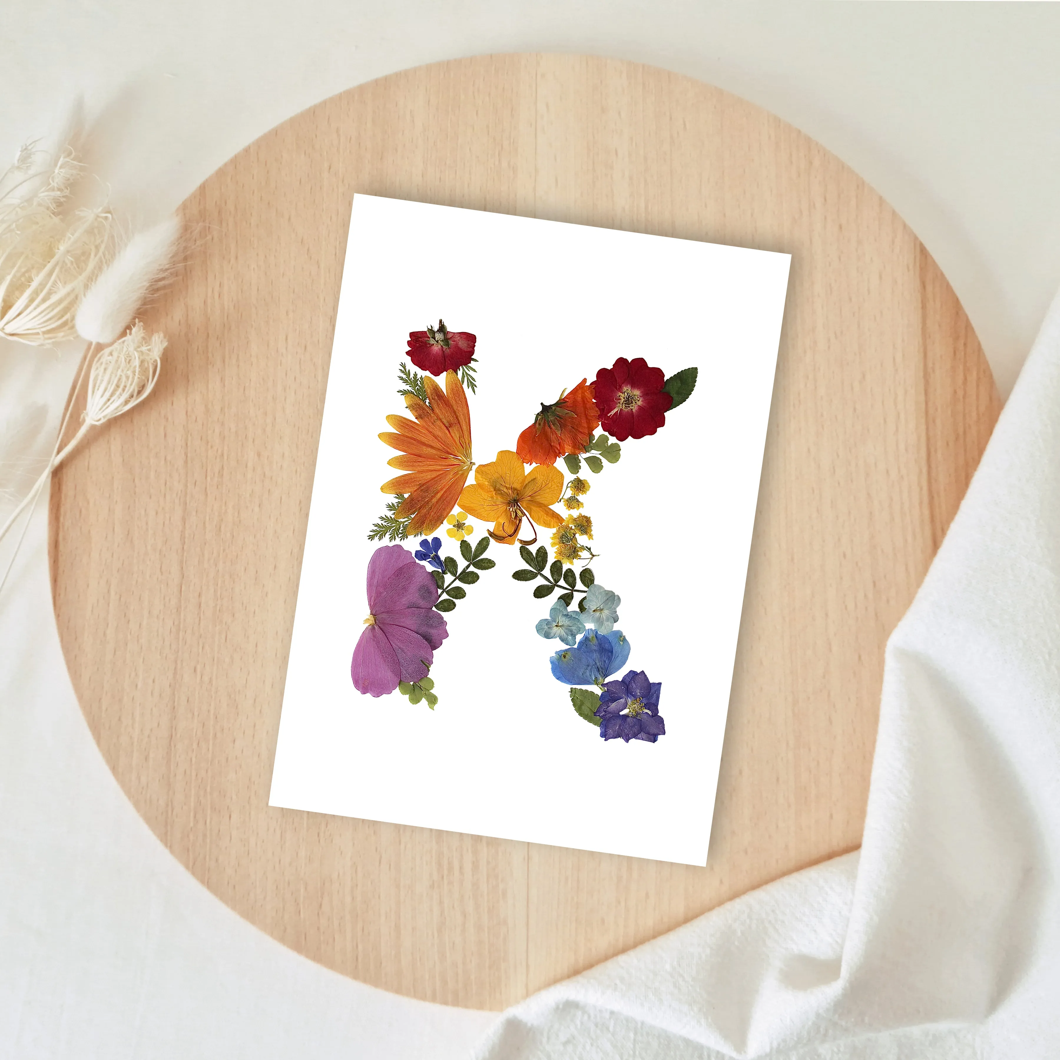Rainbow Garden Letter "K" Floral Art Print