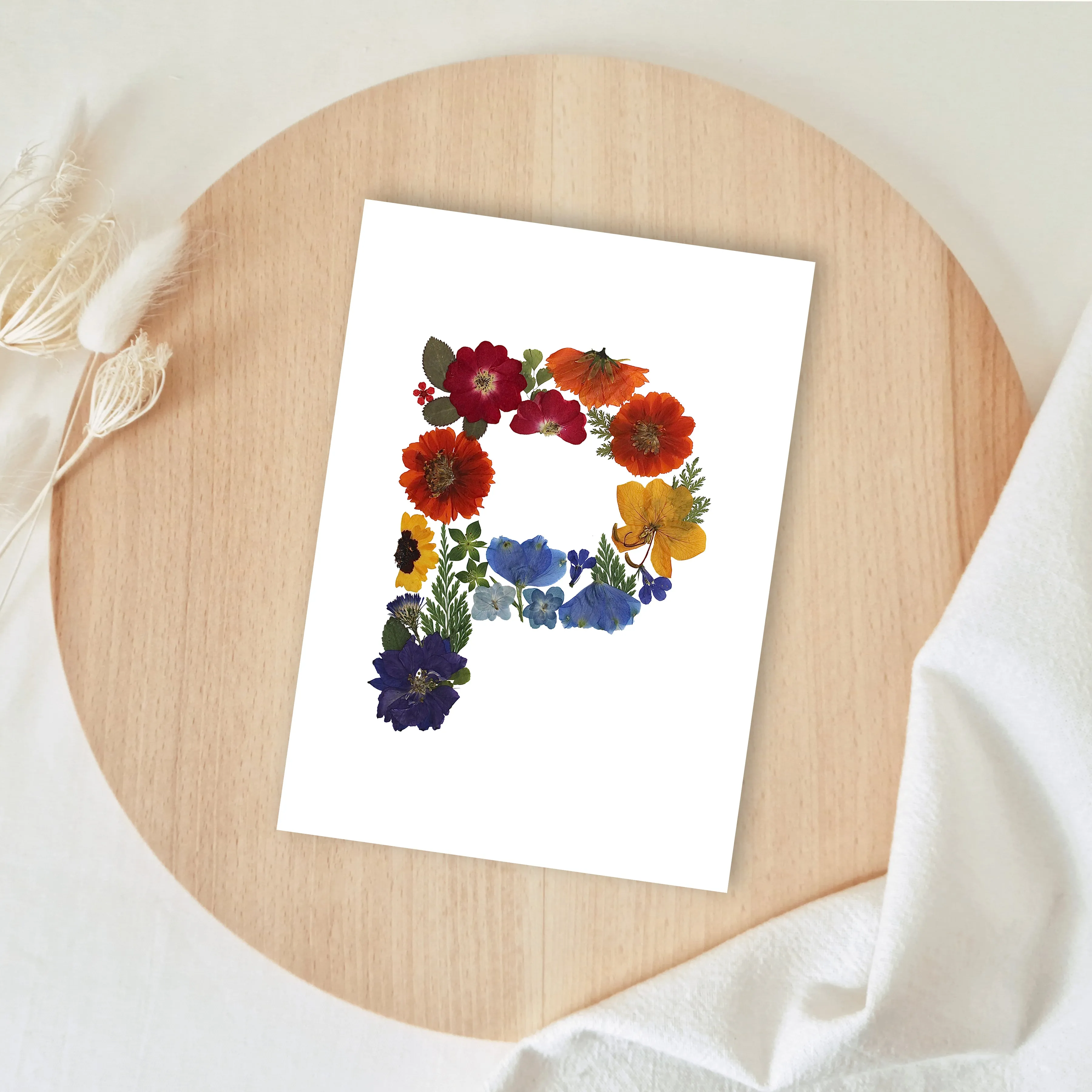 Rainbow Garden Letter "P" Floral Art Print