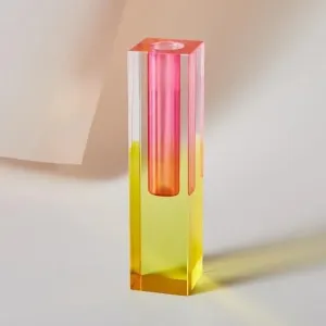 Rainbow Pillar Glass Bud Vase
