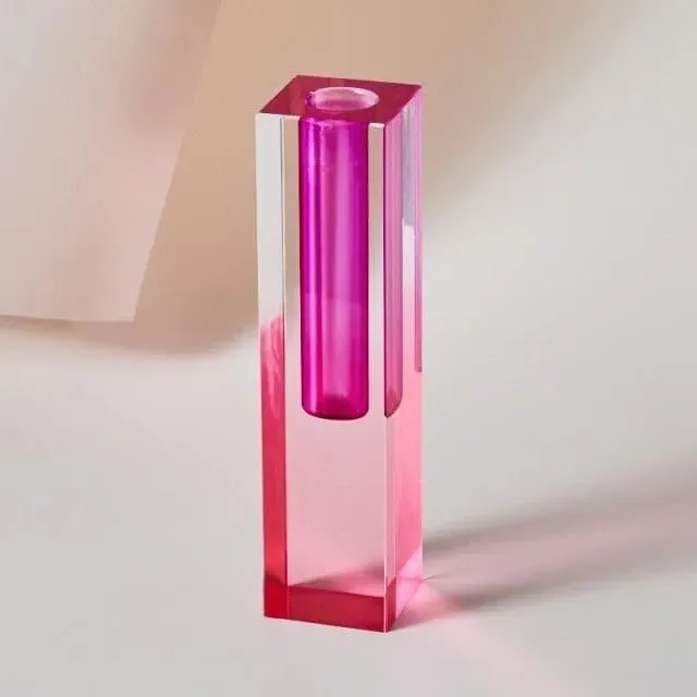 Rainbow Pillar Glass Bud Vase