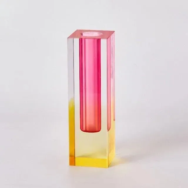 Rainbow Pillar Glass Bud Vase