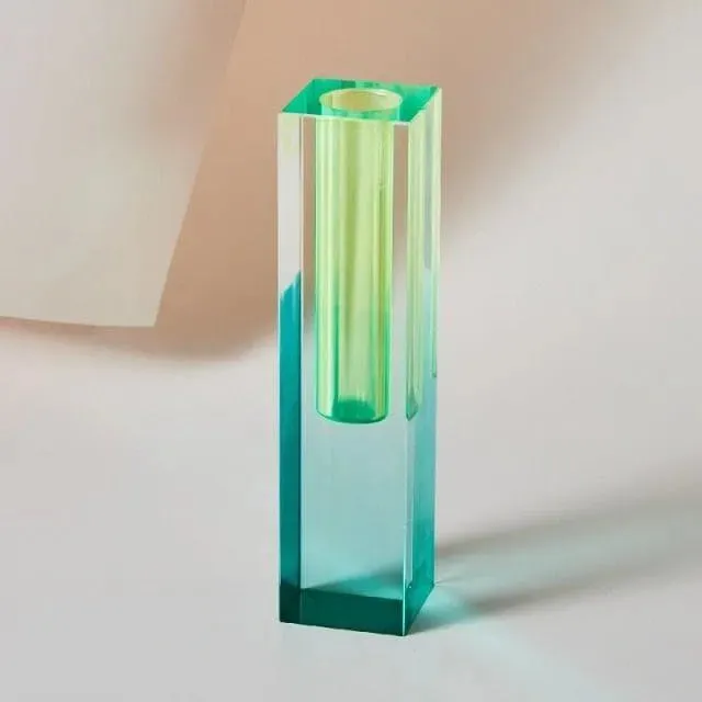 Rainbow Pillar Glass Bud Vase