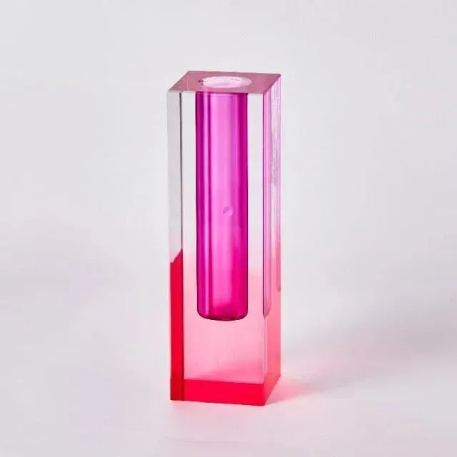 Rainbow Pillar Glass Bud Vase