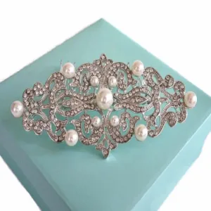 Rhinestone Pearl Bridal Hair Comb, Vintage Style Art Deco Crystal Wedding Hair Comb, Wedding Headpiece, Bridal Hair Piece, Hair Jewelry