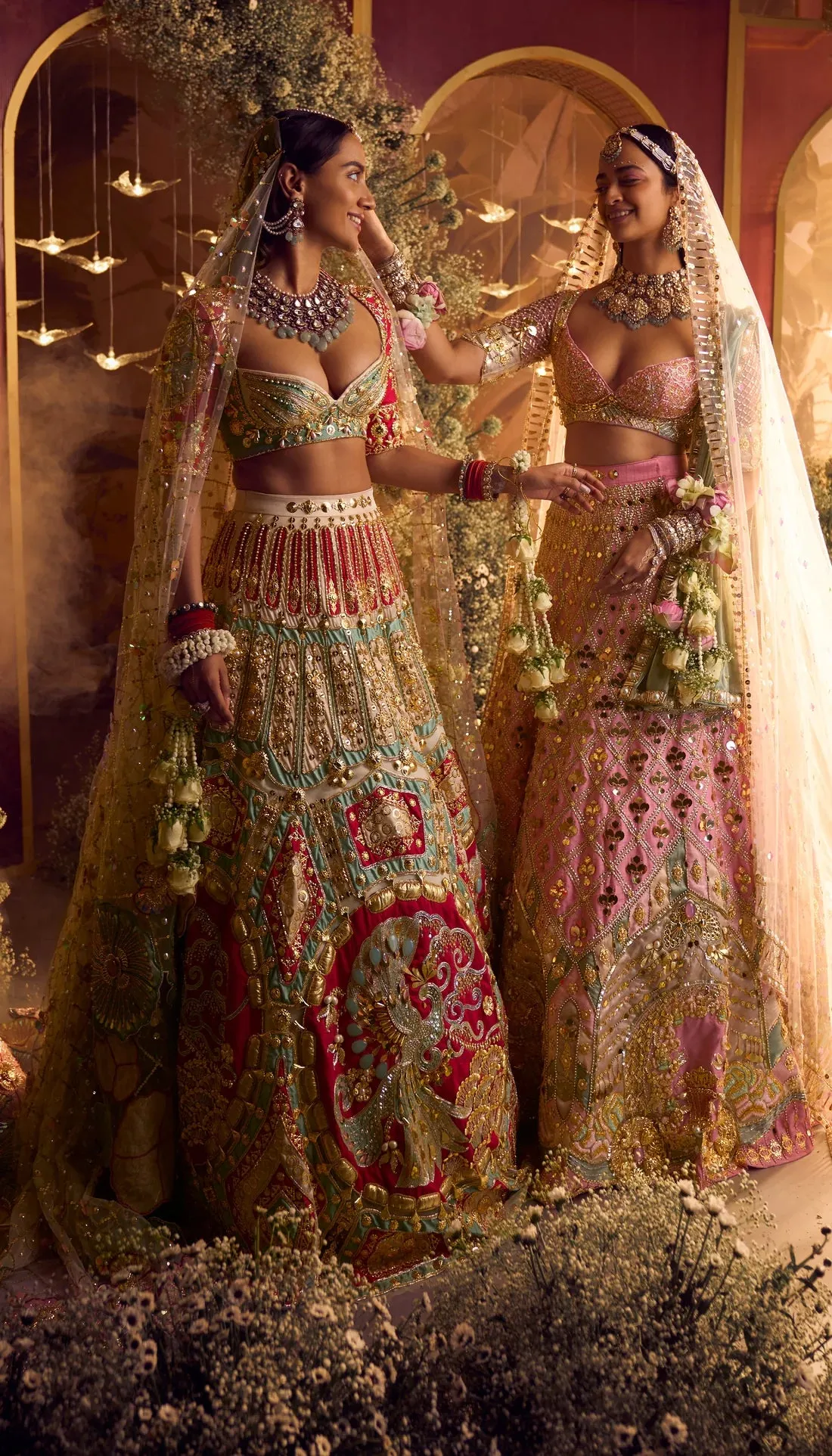 ROSE - IVORY AND RED LOVE STORY LEHENGA SET