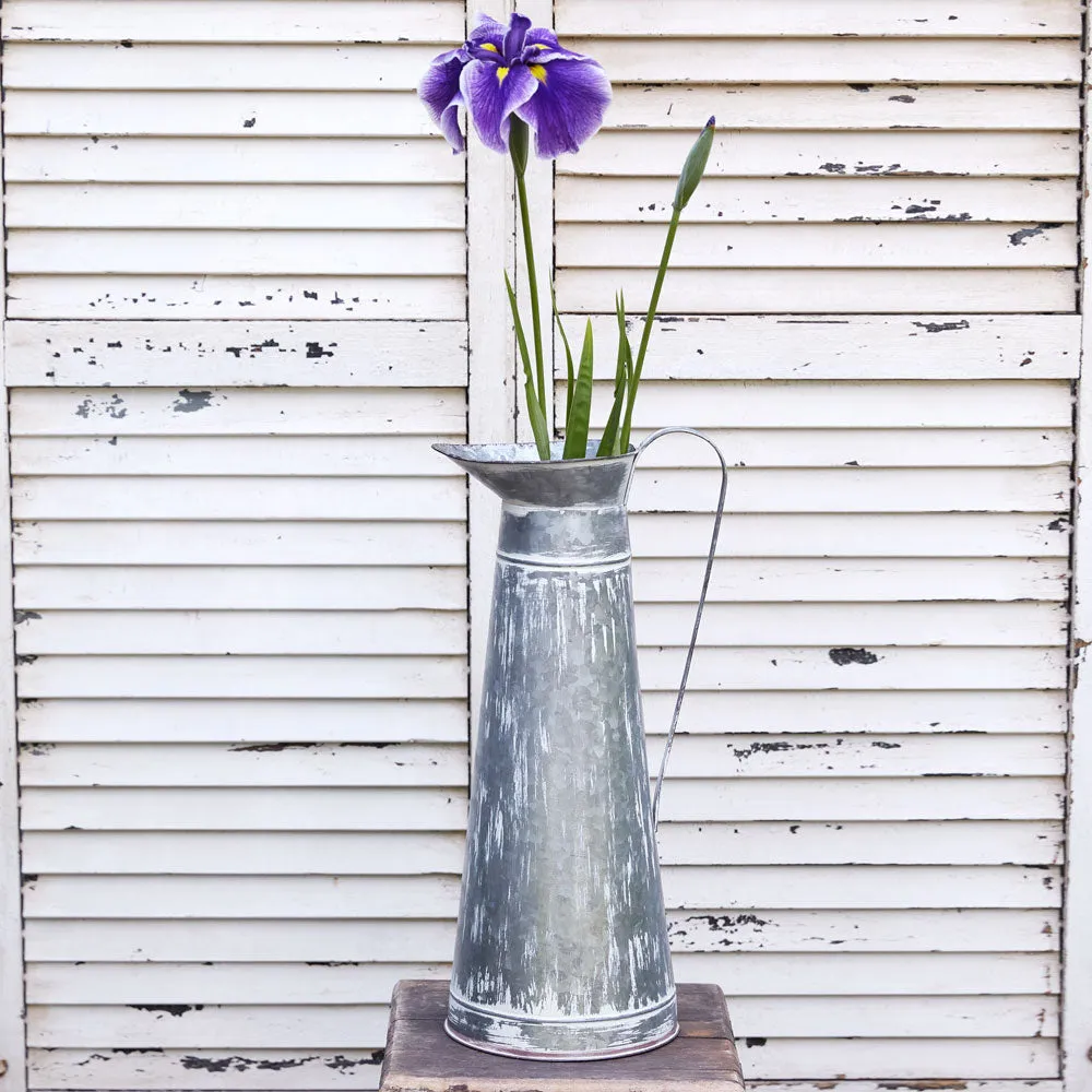 Rustic Washed Tin Pitcher for Your Farmhouse