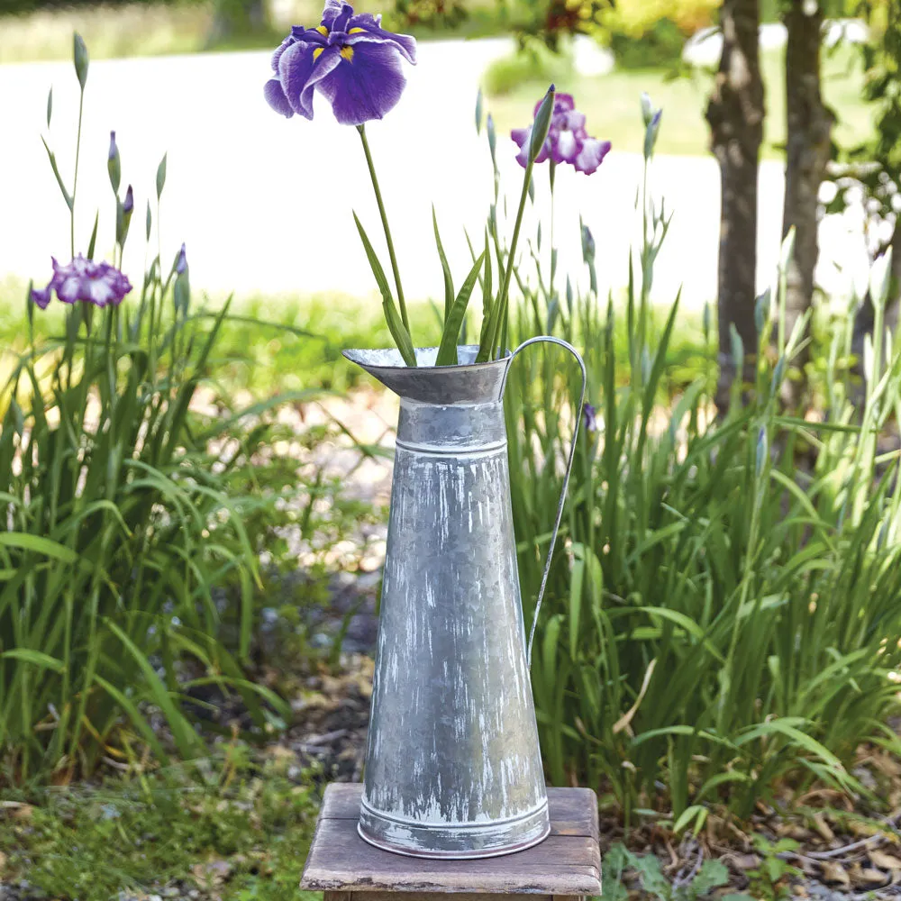Rustic Washed Tin Pitcher for Your Farmhouse