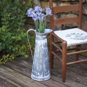 Rustic Washed Tin Pitcher for Your Farmhouse