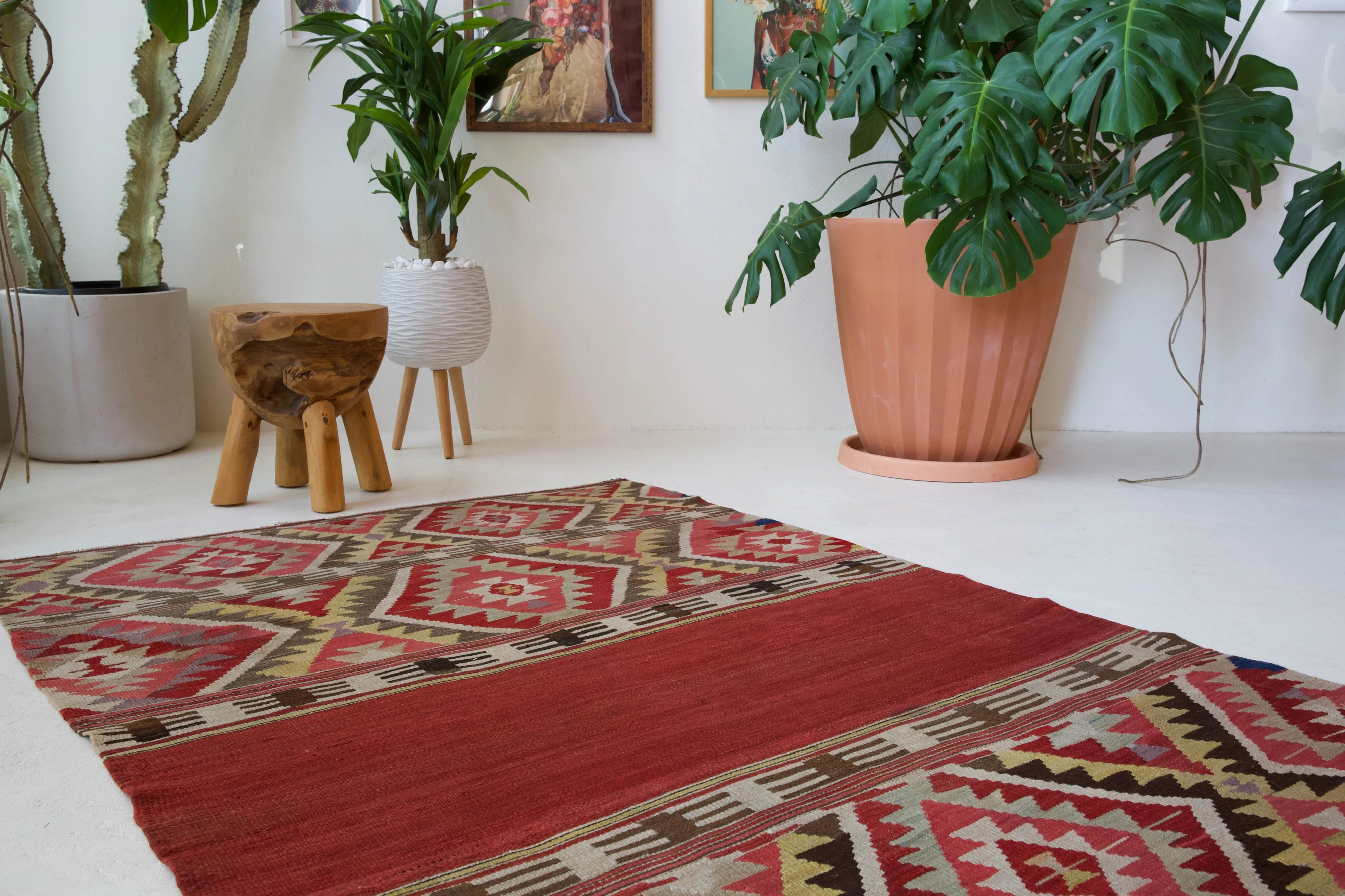Semi-antique Fethiye Kilim Rug 4'5"x7'5"