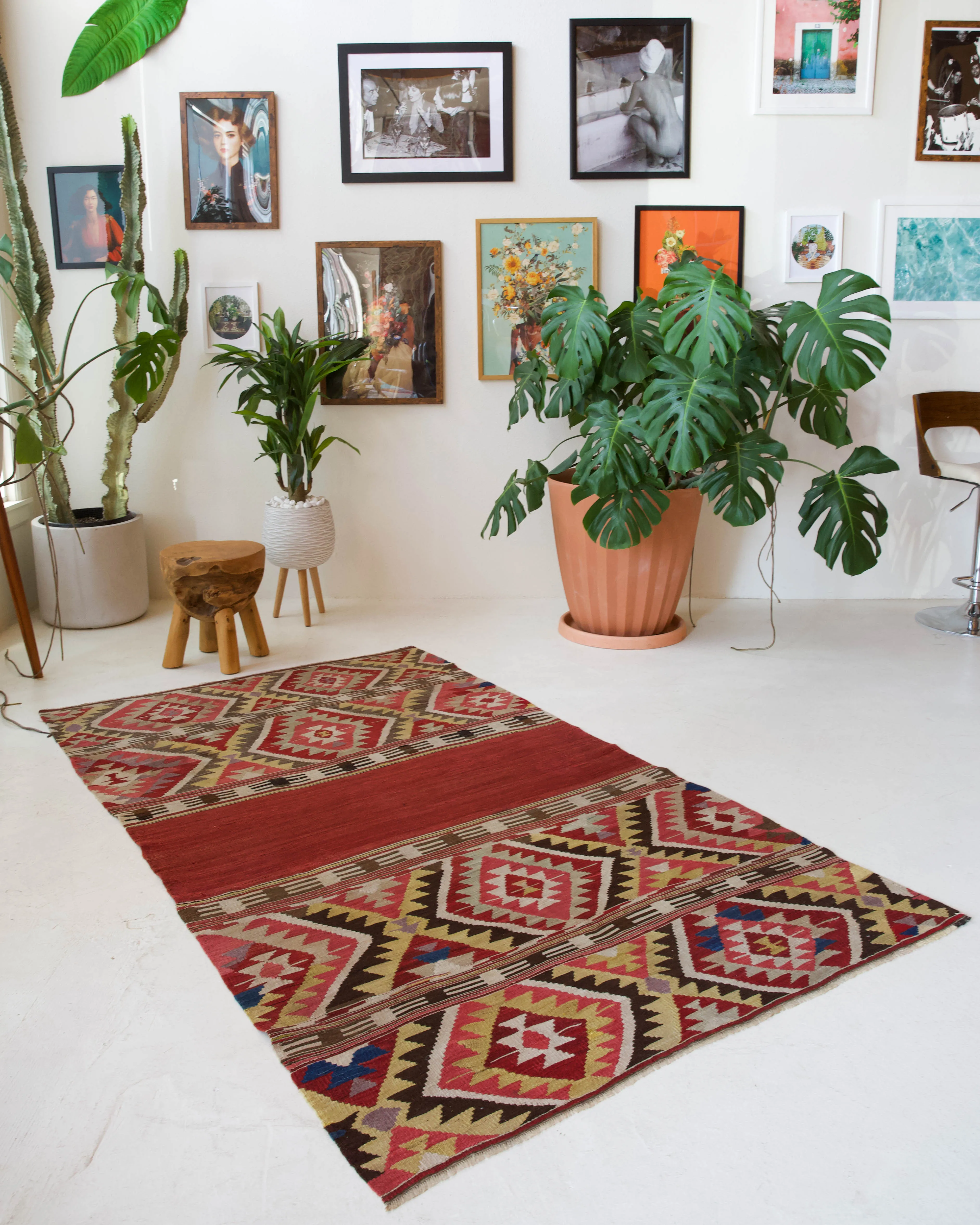 Semi-antique Fethiye Kilim Rug 4'5"x7'5"