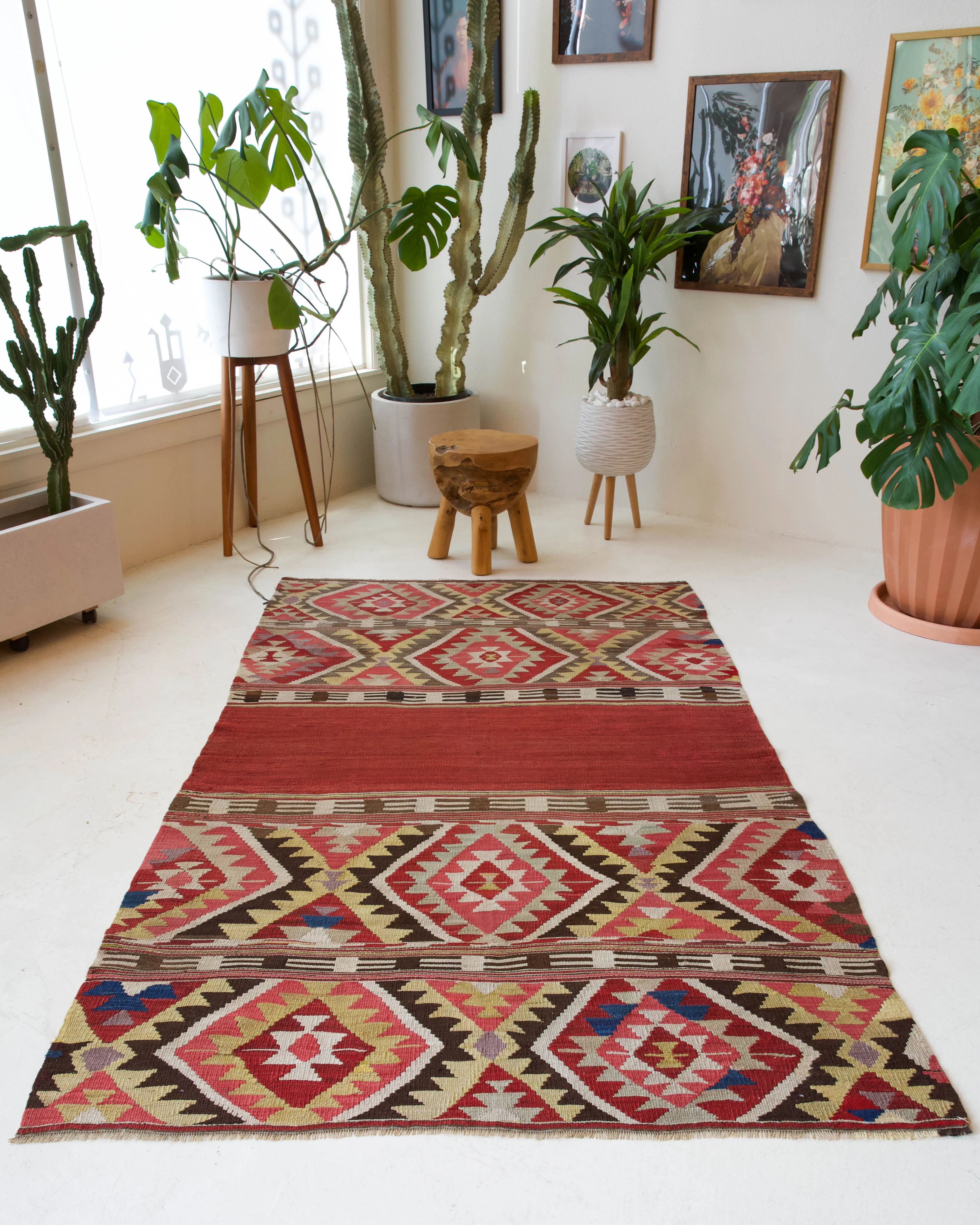 Semi-antique Fethiye Kilim Rug 4'5"x7'5"