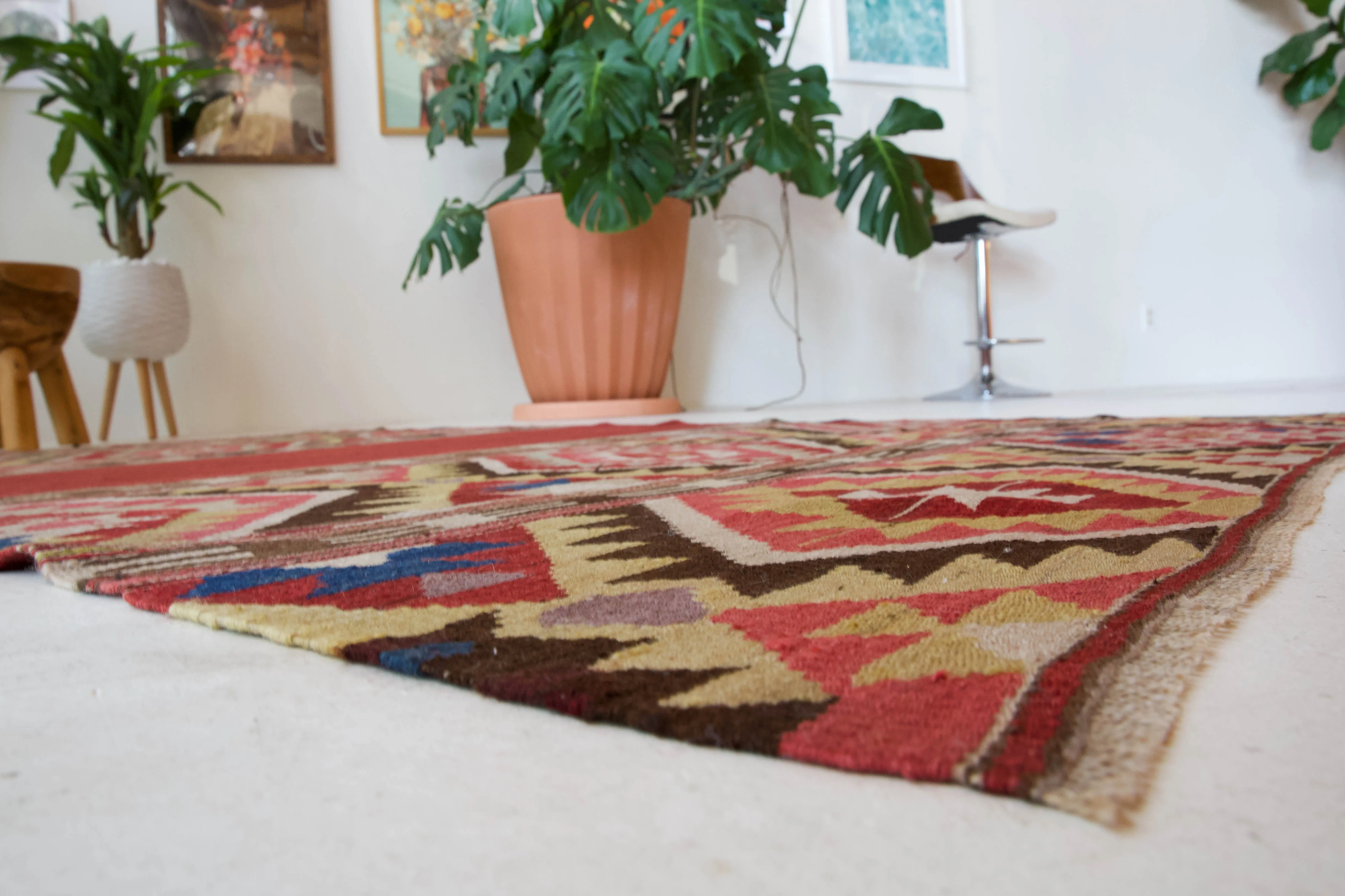 Semi-antique Fethiye Kilim Rug 4'5"x7'5"