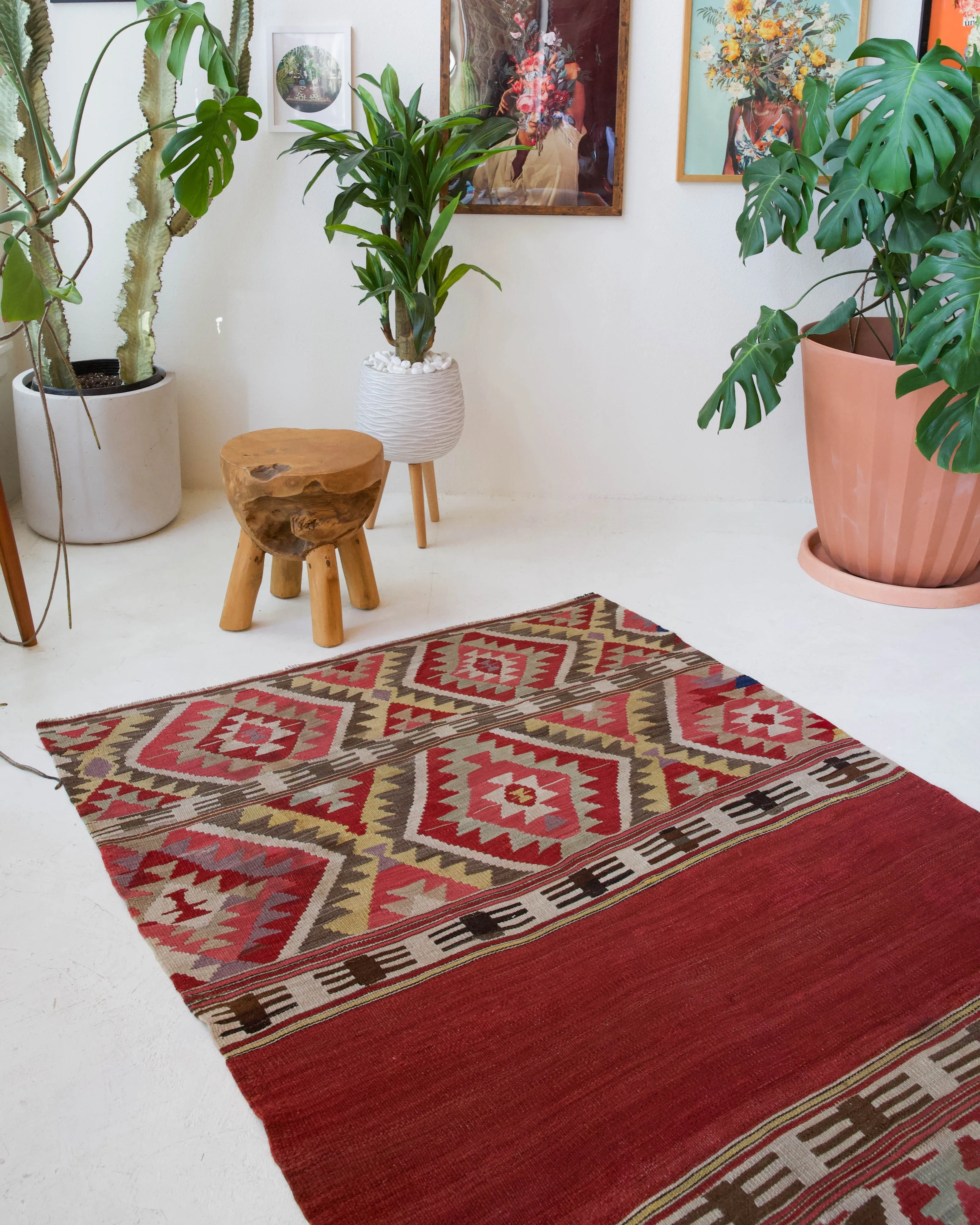 Semi-antique Fethiye Kilim Rug 4'5"x7'5"