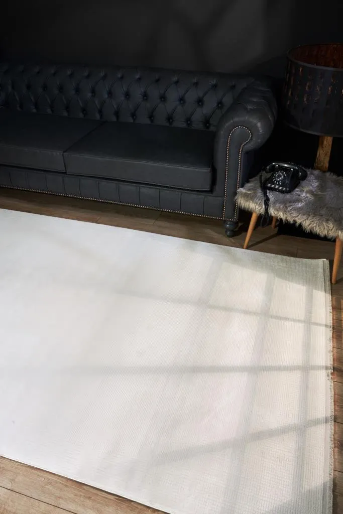 Serenity Cream Viscose Woven Modern Living Room Rug 7821