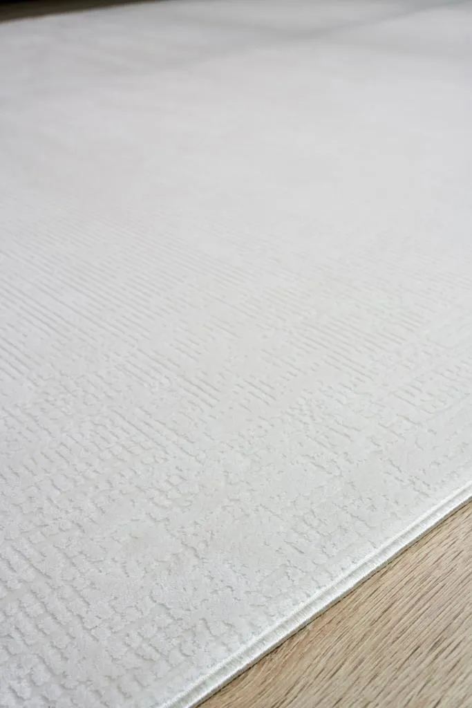 Serenity Cream Viscose Woven Modern Living Room Rug 7821