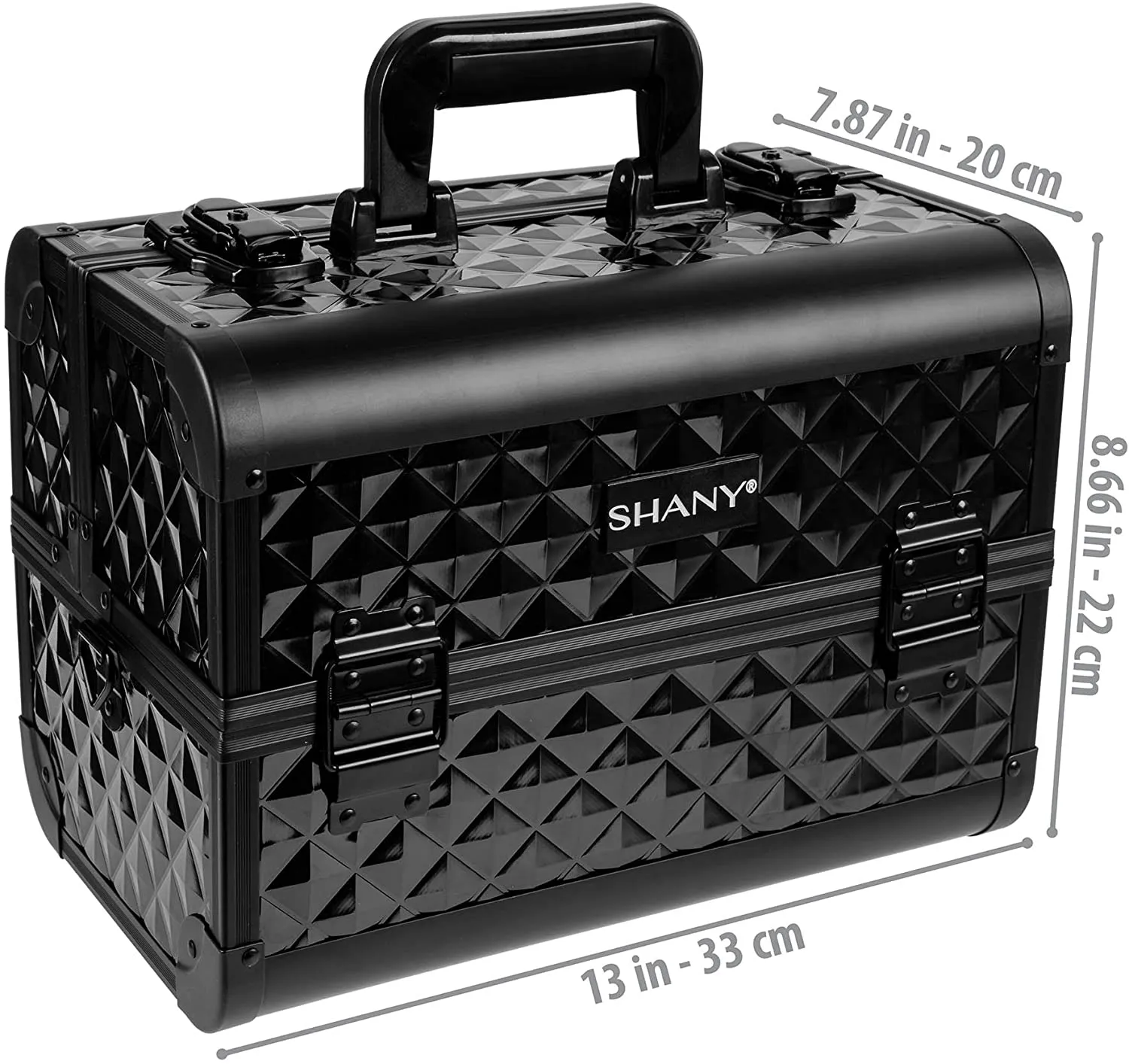 SHANY Premier Fantasy Collection Makeup Artists Cosmetics Train Case - Black Diamond! Includes shoulder strap & 2 keys! Make-up Not included! Retails $80 