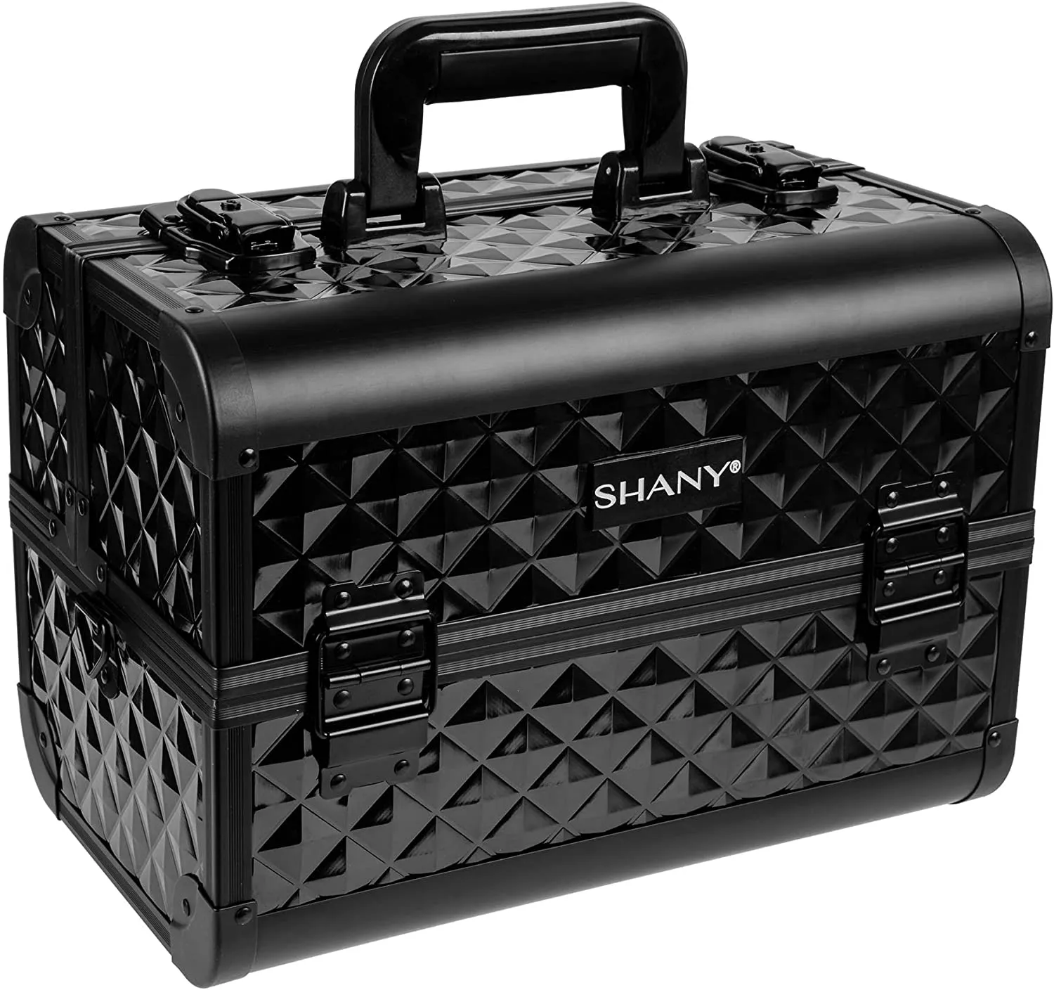 SHANY Premier Fantasy Collection Makeup Artists Cosmetics Train Case - Black Diamond! Includes shoulder strap & 2 keys! Make-up Not included! Retails $80 