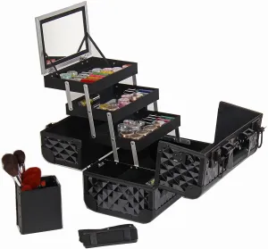 SHANY Premier Fantasy Collection Makeup Artists Cosmetics Train Case - Black Diamond! Includes shoulder strap & 2 keys! Make-up Not included! Retails $80 