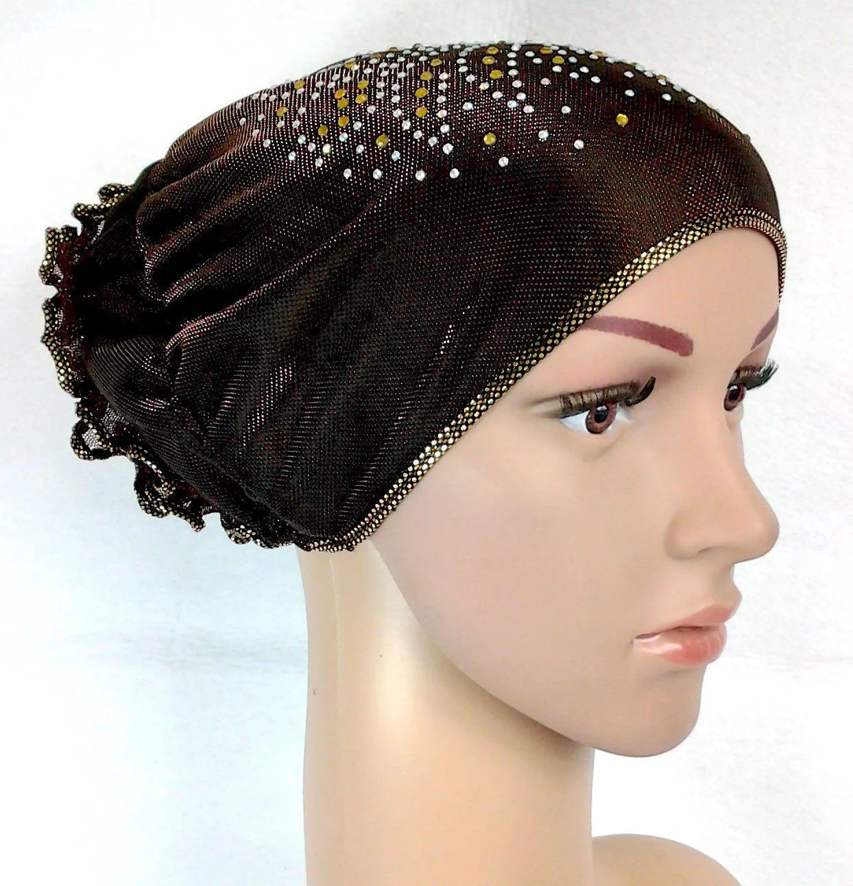 SHINING THREADS RHINESTONE Muslim Inner Caps Islamic Underscarf Hats Ninja Hijab