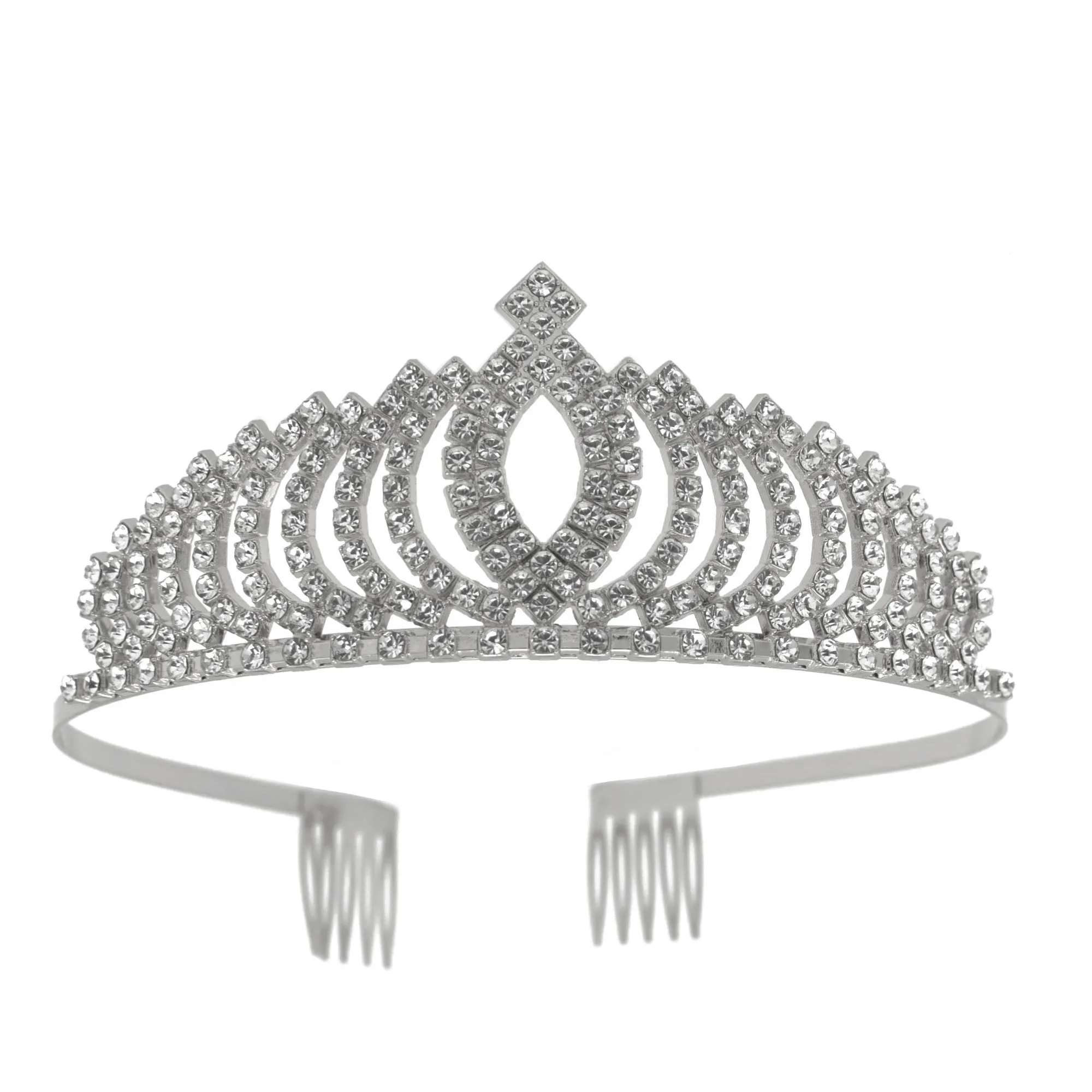 Silver Crystal head piece for Bridal crown topper hair peace #HNT90934S