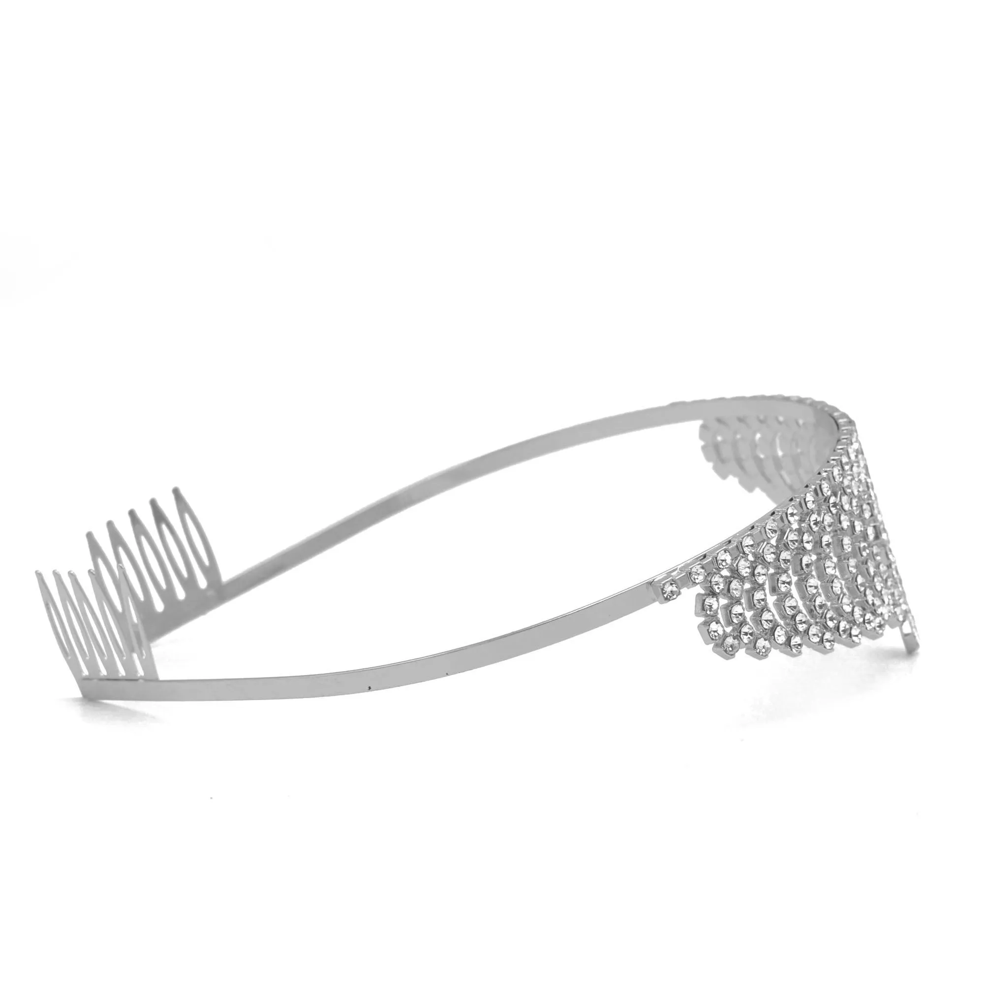 Silver Crystal head piece for Bridal crown topper hair peace #HNT90934S