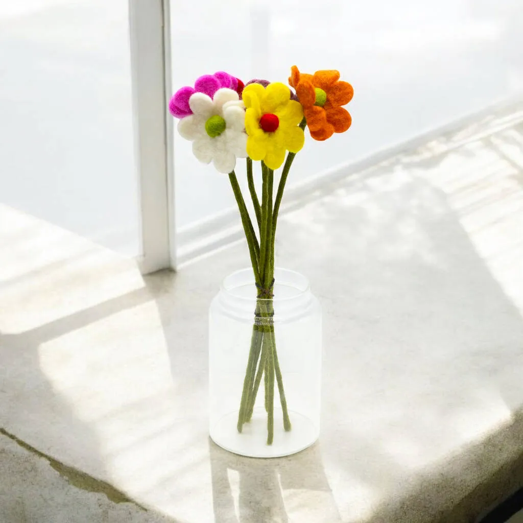 Six Felt Flower Bouquet - Bouquet of Flowers - Mother's Day Gift