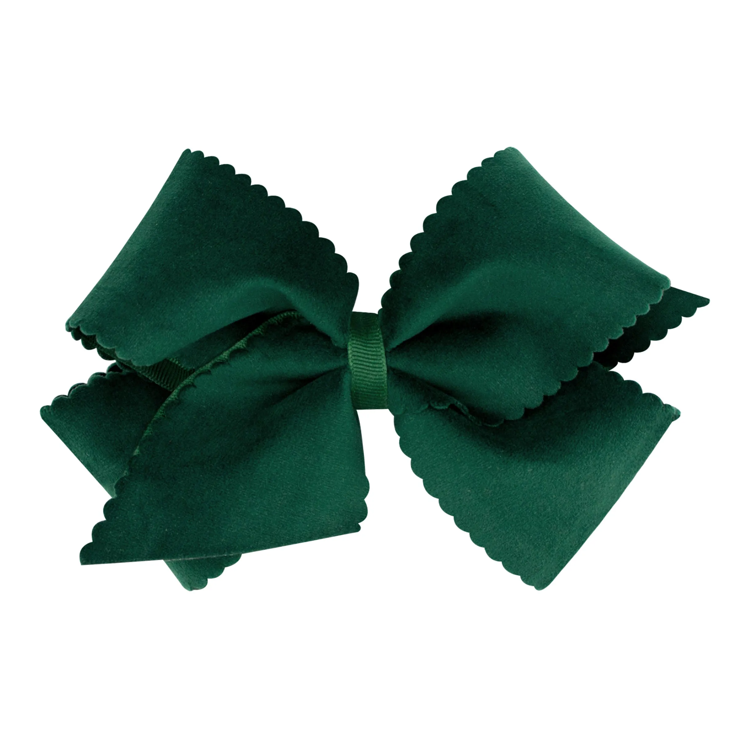 Small King Grosgrain with Scalloped Edge Faux Velvet Bow on Clippie